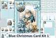 Blue Christmas Card Kit 1 with 48 Sentiments, decoupage, inserts, envelope JPEG and PDF