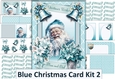 Blue Christmas Card Kit 2 with 48 Sentiments, decoupage, inserts, envelope JPEG and PDF