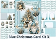 Blue Christmas Card Kit 4 with 48 Sentiments, decoupage, inserts, envelope JPEG and PDF