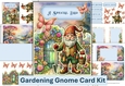 Male Gnome Garden Card Kit. Male relatives sentiments. with inserts and envelope