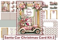 Santa Car Christmas Card Kit 2 with 3D decoupage, inserts, and envelope JPEG and PDF