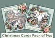 Christmas Scenes Cards Pack of Two with Decoupage and envelope