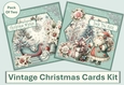 Vintage Christmas Cards Pack of Two JPEG and PDF with Envelope