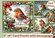Christmas Robin Card fronts. Pack of 4 with decoupage. JPEG and PDF