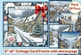 Christmas Cottage Card fronts. Pack of 4 with decoupage. JPEG and PDF