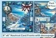 Christmas Nautical Card fronts. Pack of 4 with decoupage. JPEG and PDF