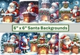 8 Christmas Santa Card fronts 6 x6 JPEG
