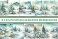 10 Christmas Ice Scenes Card Fronts 8 x 8 inches JPEG