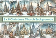 10 Christmas Church Card Fronts 8 x 8 inches JPEG