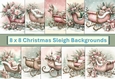 10 Christmas Sleigh Card fronts 8 x 8 inches JPEG