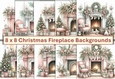 10 Christmas Fireplaces Card fronts 8 x 8 inches JPEG