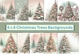 10 Christmas Shabby Chic Trees Card fronts 8 x 8 inches JPEG