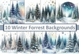 10 Christmas Forrest Scene Card Fronts 8 x 8 JPEGS