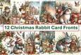 12 Christmas Rabbits Card Fronts 8 x 8 JPEG