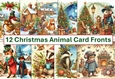 12 Christmas Rabbits Card Fronts 8 x 8 JPEG