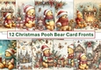 12 Christmas Pooh Bear Singing Card Fronts 8 x 8 JPEG