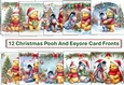 12 Christmas Pooh Bear and Eeyore Card Fronts 8 x 8 JPEG