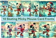 10 Mickey Mouse Christmas Skating Card Fronts 6 x 6 JPEGS