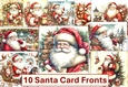 10 Christmas Santa Claus Card Fronts 6 x 6 JPEGS Pack 2