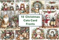 10 8x8 Christmas Cats card fronts JPEG format