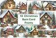 10 8x8 Christmas Barn card fronts JPEG format