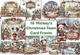 10 8x8 Mickey Mouse Christmas Town with Christmas Sign card fronts JPEG format