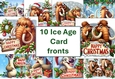 10 Ice Age Card fronts with Happy Christmas sentiment. 8x8 inches. JPEG