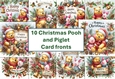 10 Pooh Bear and Piglet Happy Christmas Card Fronts 8x8 JPEGS