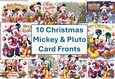 10 Christmas Mickey Mouse and Pluto Card Fronts 8x8 inches JPEGS