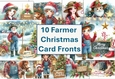 10 Christmas Farmer Christmas Card Fronts 8x8 inches JPEGS
