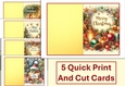 5 Christmas Quick Print and Cut Cards 5x7 inches JPEGS