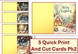 5 Christmas Snow Scenes Quick Print and Cut Cards 5x7 inches JPEGS PK 2
