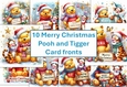 10 Christmas Pooh Bear and Tigger Merry Christmas Card Fronts 8x8inches JPEG