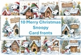 10 Christmas Snoopy  Merry Christmas Card Fronts 8x8inches JPEG