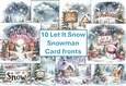 10 Christmas Let It Snow scenes Card Fronts 8x8inches JPEG