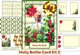 Holly Bottle Card Kit 3 with inserts, decoupage, sentiments and envelope. JPEG