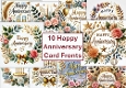 10 Happy Anniversary Card Fronts 8x8 inches JPEG