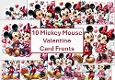 10 Mickey Mouse and Minnie Valentine Card Fronts 8x8 inches JPEG