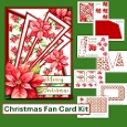 Christmas Poinsettia Fan Card Kit with decoupage, Inserts and envelope