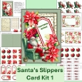 Santa in Slipper Card Kit 1 with main card base, decoupage, envelope JPEGS and PDF