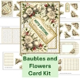 Christmas Flowers and Baubles Card Kit JPEG and PDF