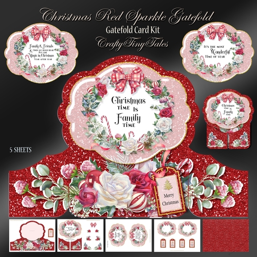 Christmas Red Sparkle Gatefold Card Kit-2