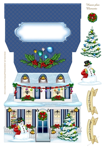 Christmas House Full Shaped Card-3