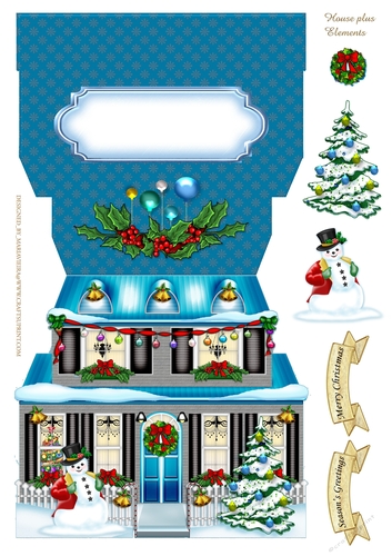 Christmas House Full Shaped Card-4
