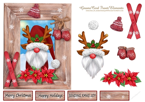 Christmas Gnome Wood Frame CardFront_1