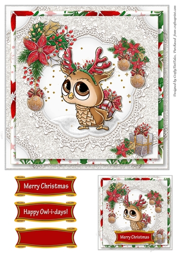 XMAS OWL 7.5 X 7.5 QuickCard-1