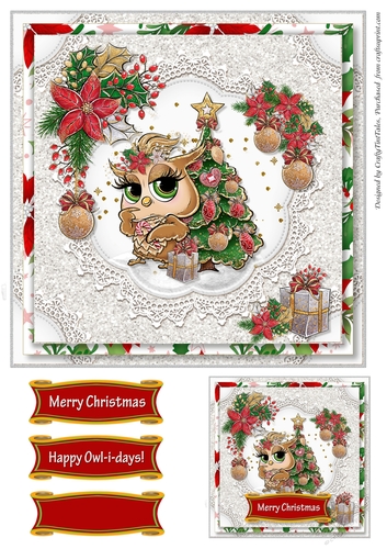 XMAS OWL 7.5 X 7.5 QuickCard-4