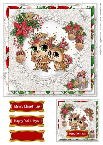 XMAS OWL 7.5 X 7.5 QuickCard-5