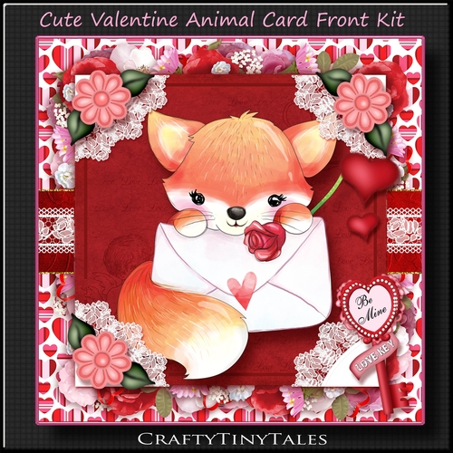 Valentine Animal FOX Card Front Kit