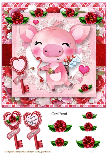 Valentine Animal Pig Card Front-1